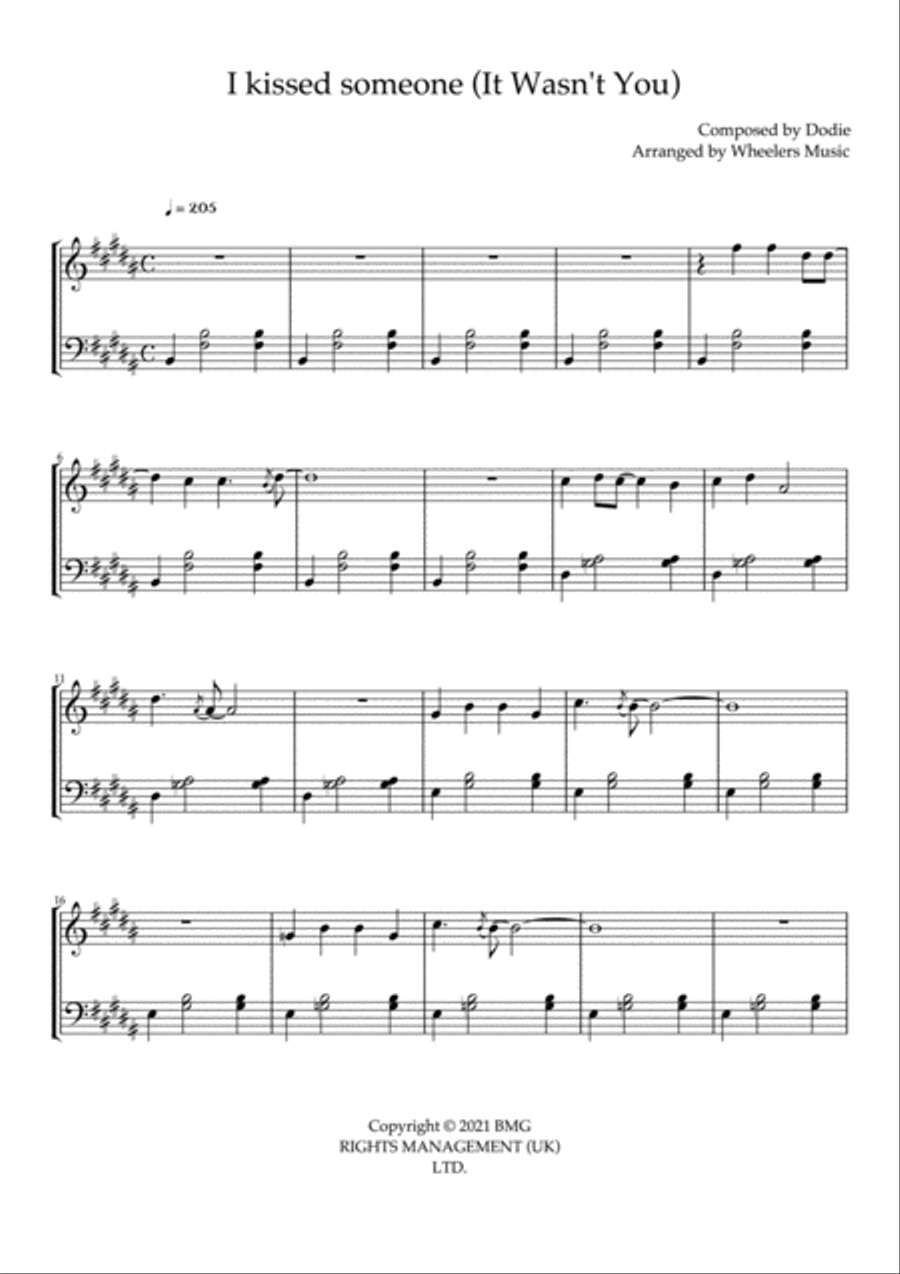 I Kissed Someone (it Wasn't You) Easy Piano scores gallery preview page 2