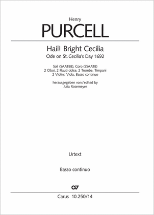 Book cover for Hail! Bright Cecilia. Ode on St. Cecilia's Day 1692