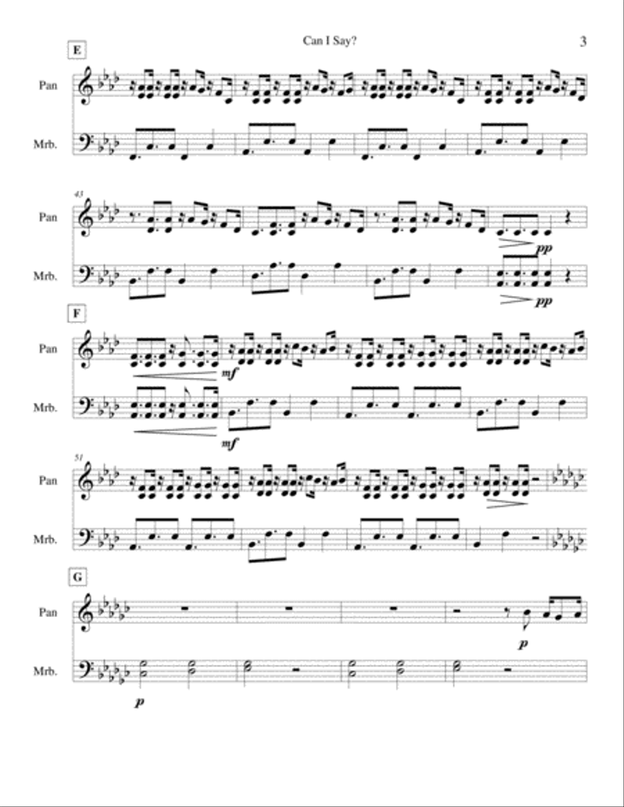 Can I Say? for Steel Drum and Marimba Marimba scores gallery preview page 3
