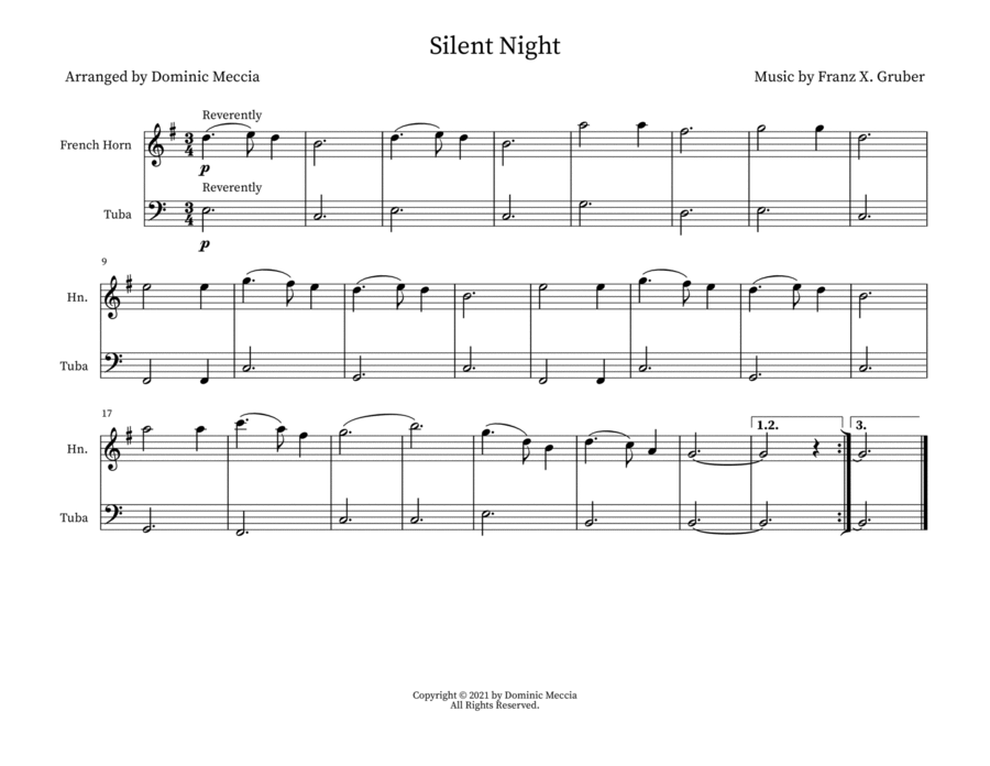Silent Night Silent Night Brass Duet scores gallery preview page 1
