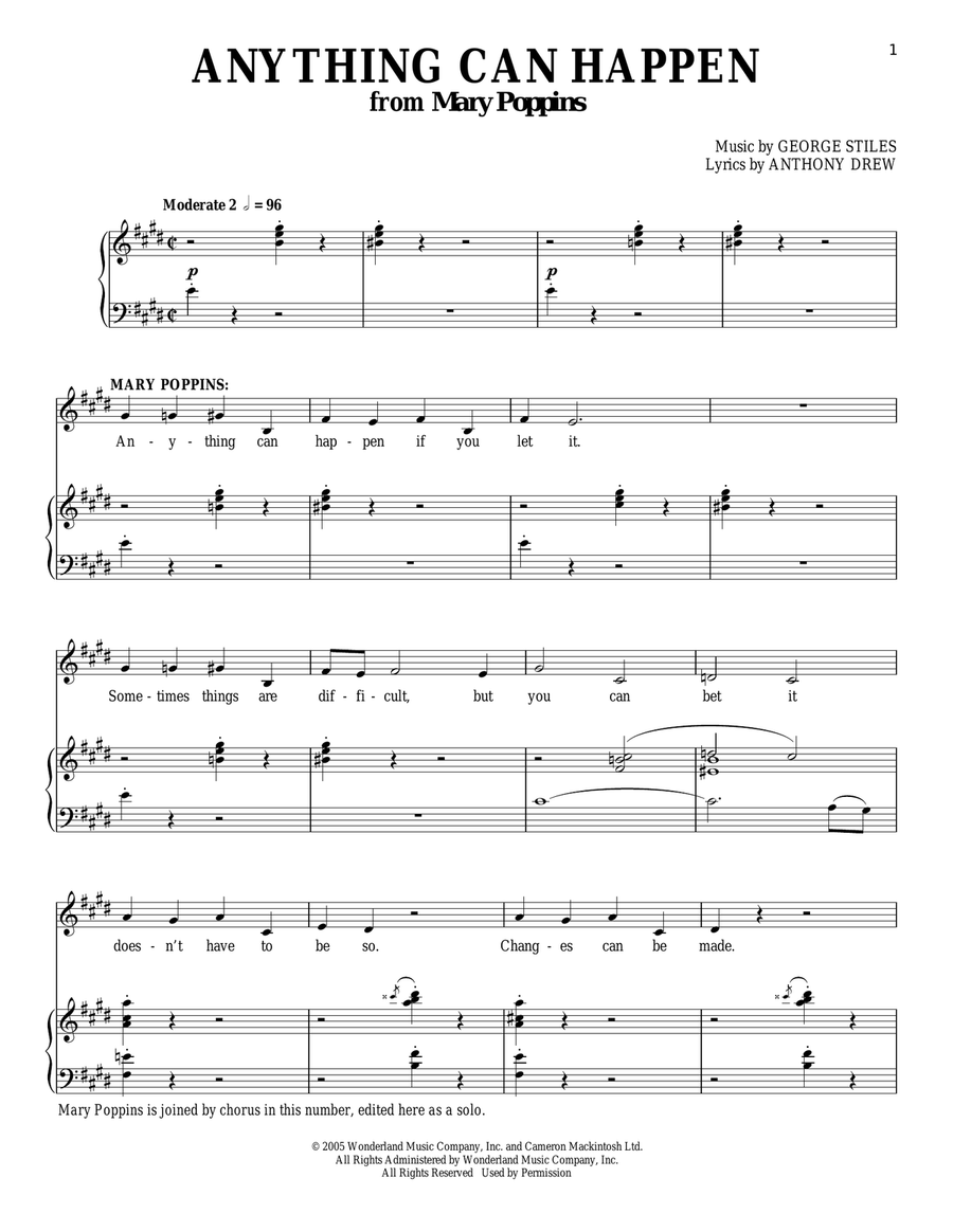 Anything Can Happen Piano, Vocal scores gallery preview page 1