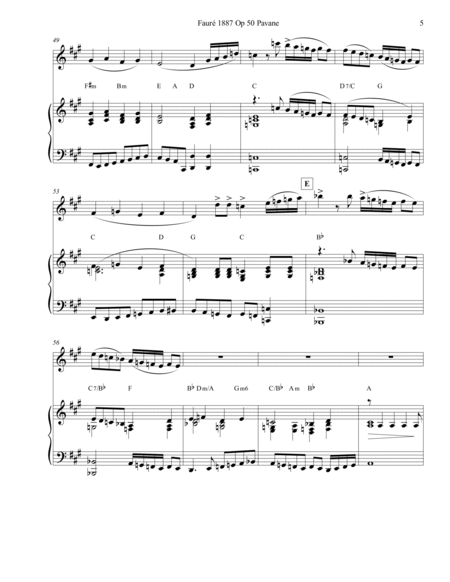 Fauré 1887 Op 50 Pavane Flute or Alto Flute Solo