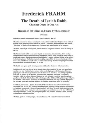Frederick Frahm: The Death of Isiah Robb, piano-vocal score