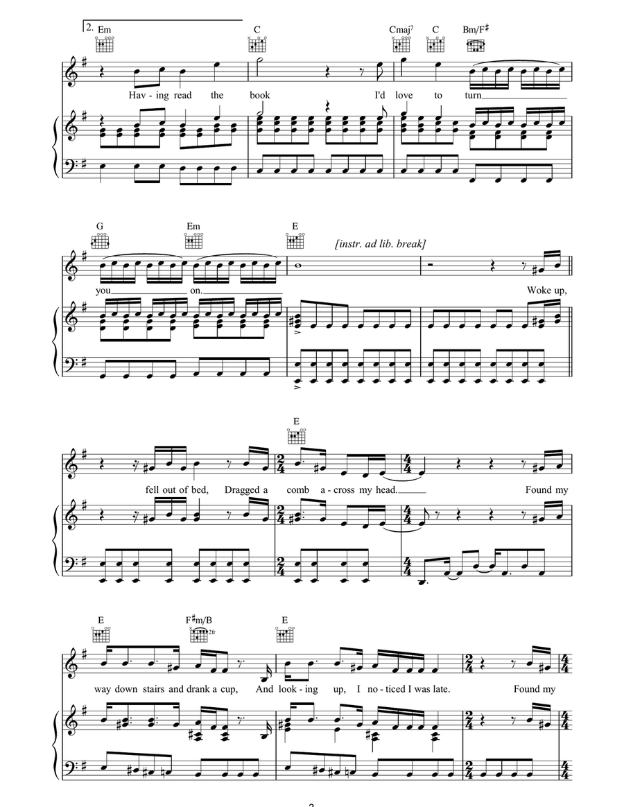 A Day in The Life A Day in The Life Piano, Vocal, Guitar scores gallery preview page 3