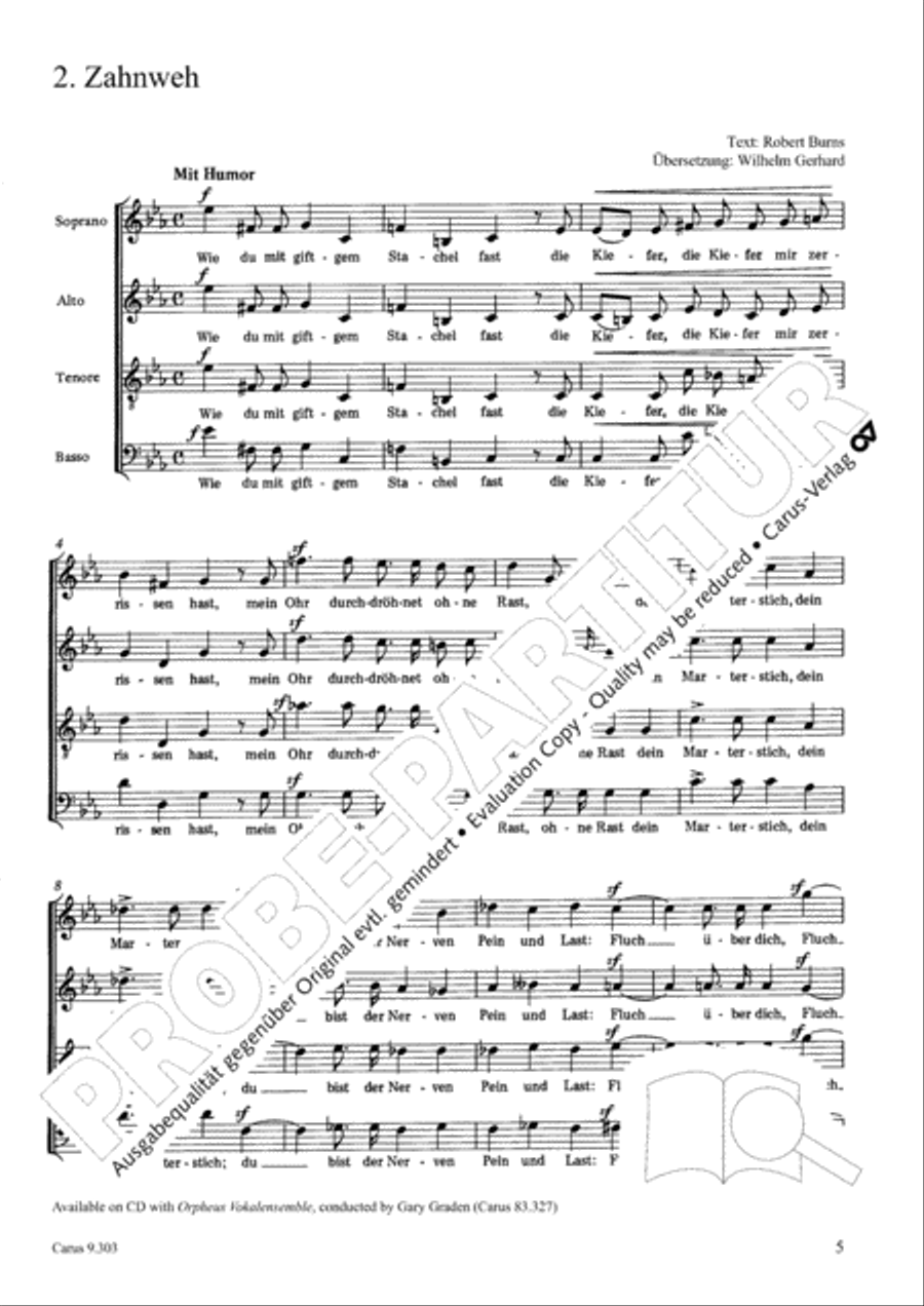 Funf Lieder von Robert Burns op. 55 Choir scores gallery preview page 5