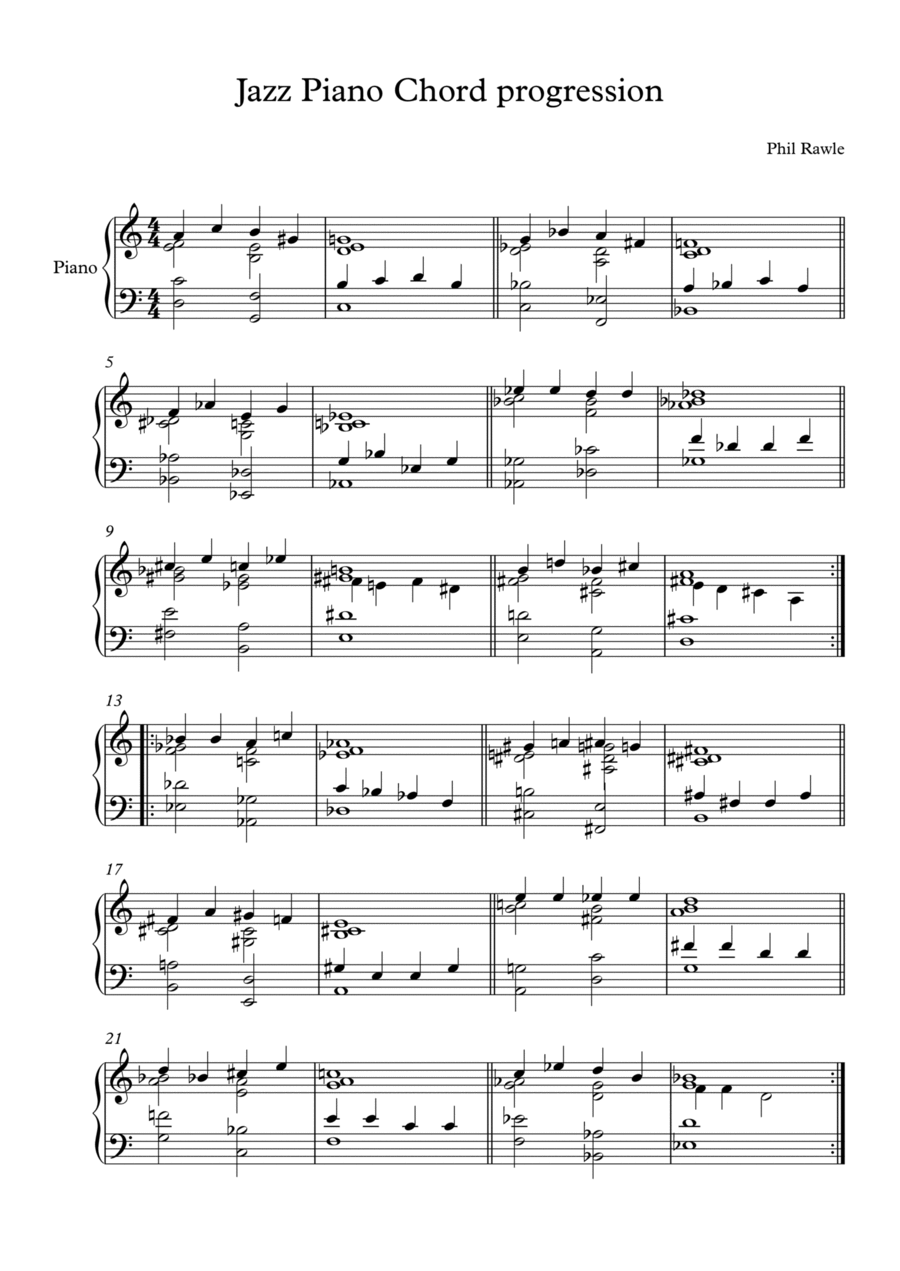 Jazz Piano Chord Progression Piano Method scores gallery preview page 1