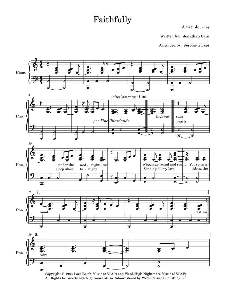 Faithfully Easy Piano scores gallery preview page 1