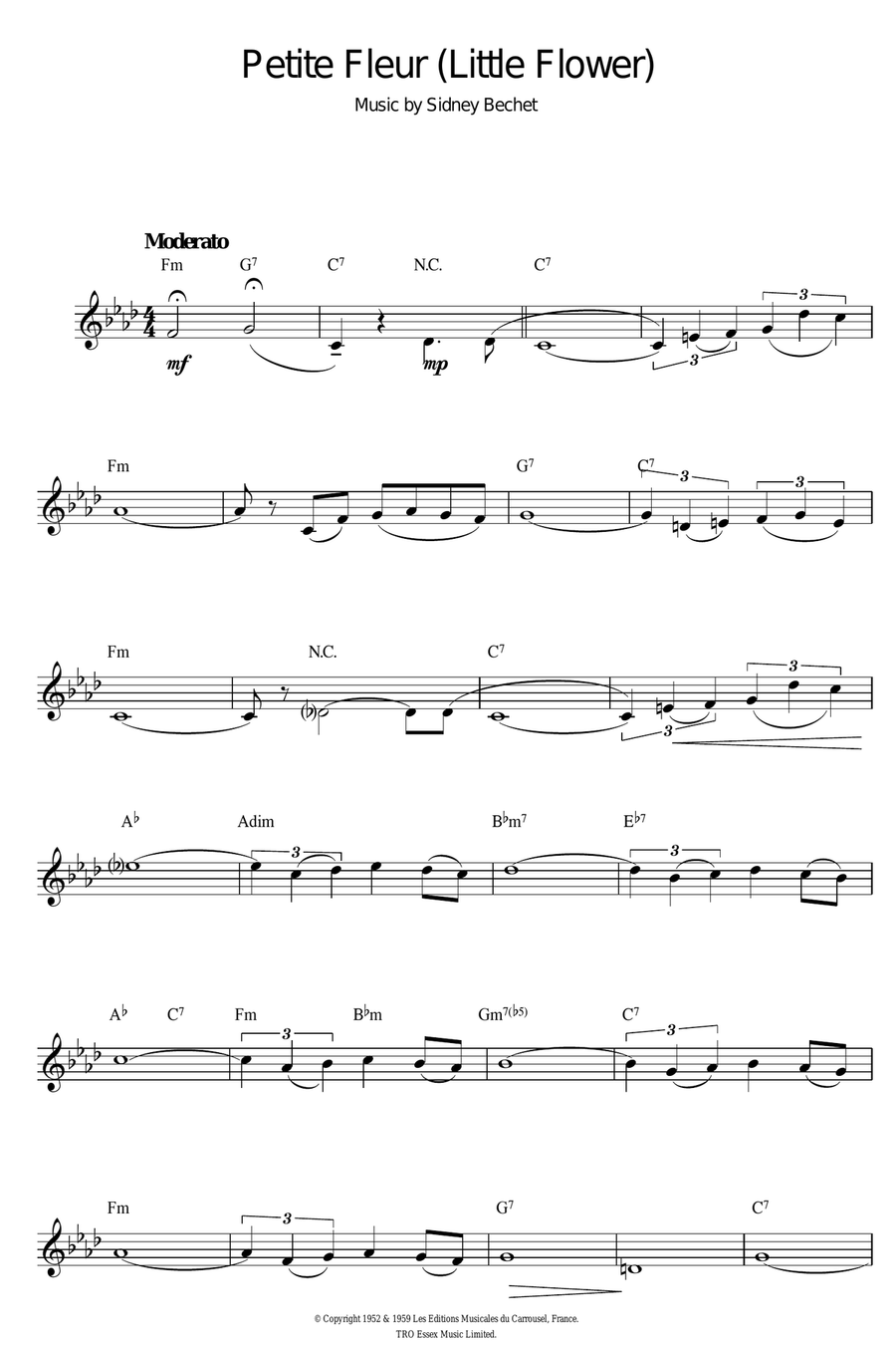 Petite Fleur (Little Flower) Alto Saxophone scores gallery preview page 1