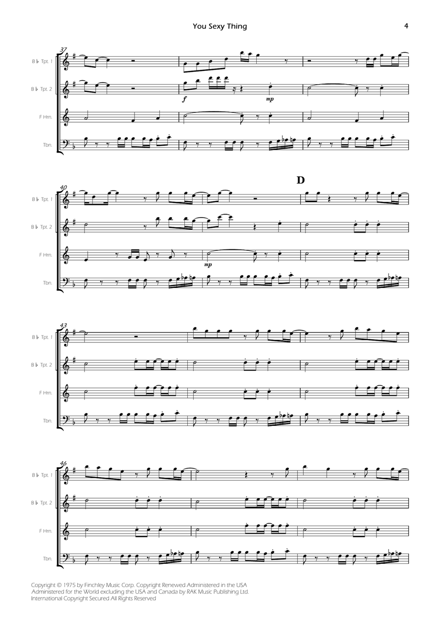 You Sexy Thing You Sexy Thing Brass Quartet scores gallery preview page 6