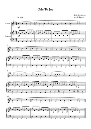 Ode To Joy, Ludwig Van Beethoven, For Oboe & Piano