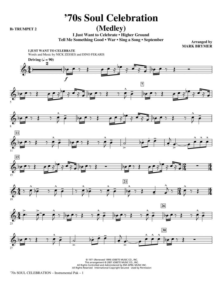 70s Soul Celebration (Medley) - Trumpet 2 Choir scores gallery preview page 1