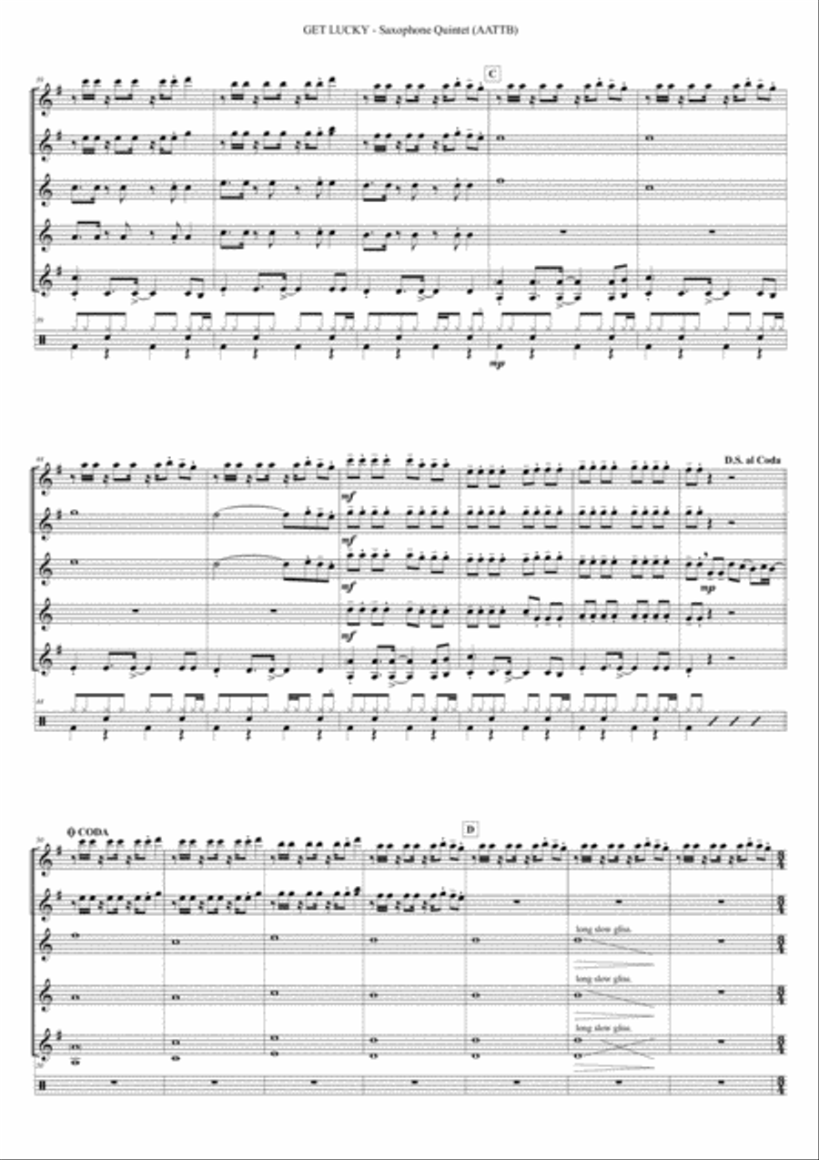 Get Lucky Saxophone Quintet scores gallery preview page 4
