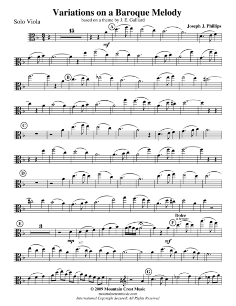 Variations on a Baroque Melody-Viola part String Orchestra scores gallery preview page 1