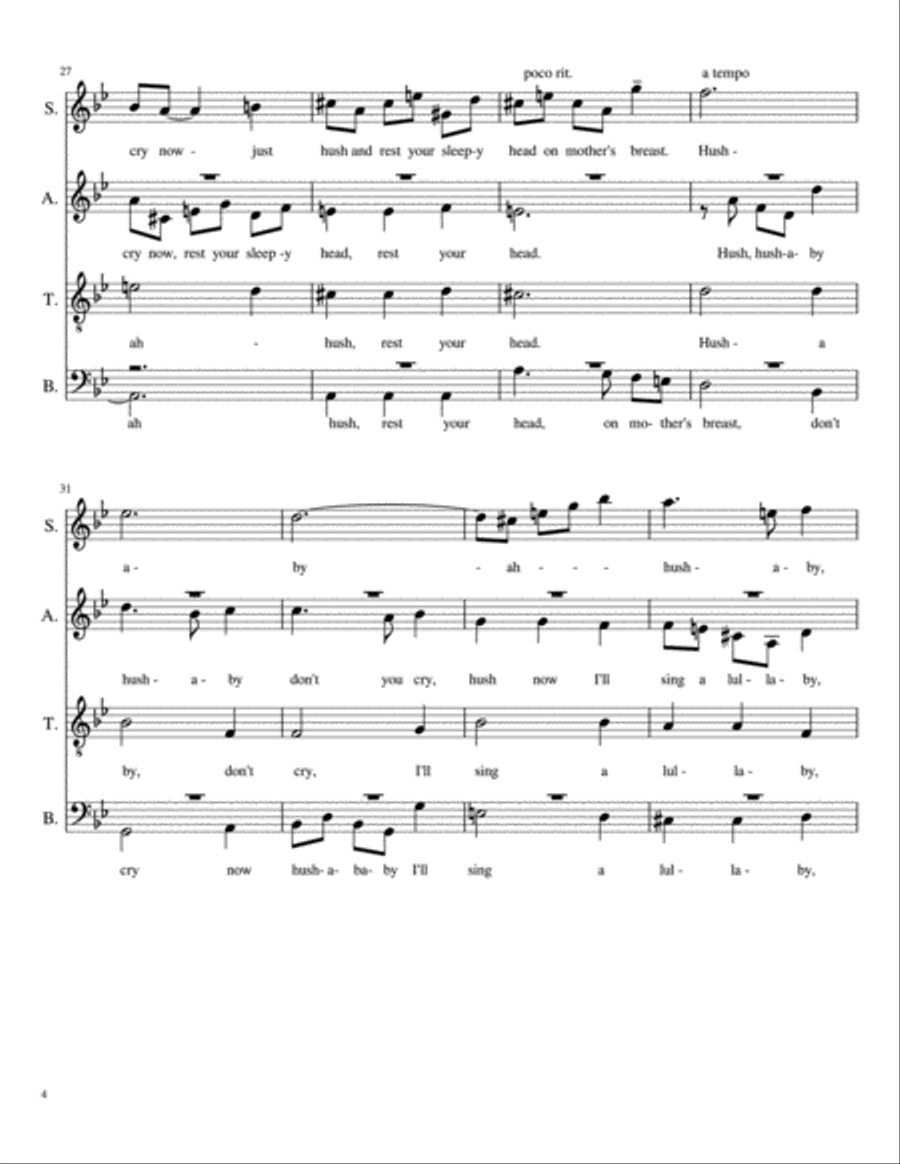 Hush, Hush-a-by, Don't Cry 4-Part scores gallery preview page 4
