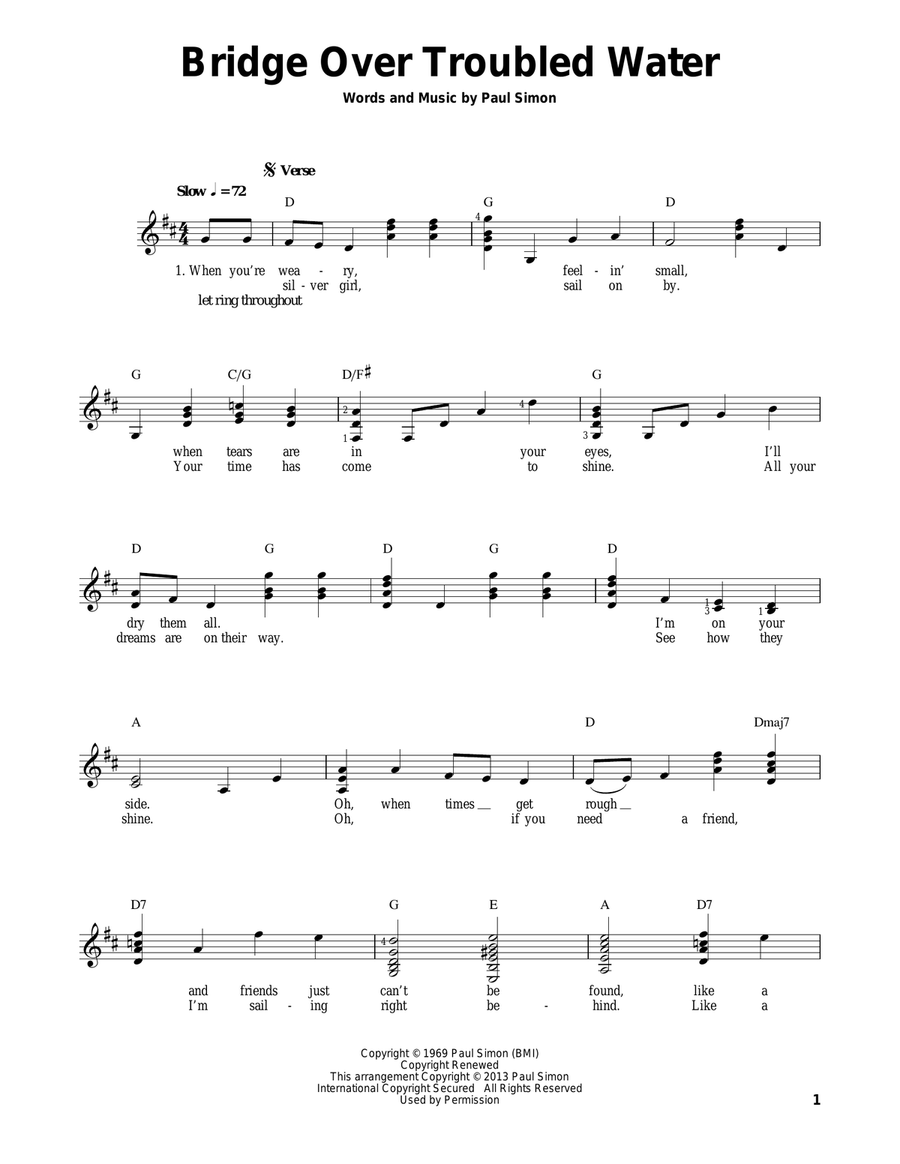 Bridge Over Troubled Water Acoustic Guitar scores gallery preview page 1