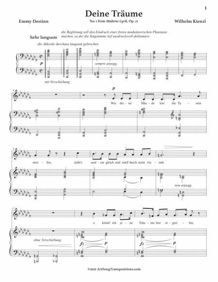 KIENZL: Deine Träume, Op. 71 no. 1 (transposed to C-flat major)