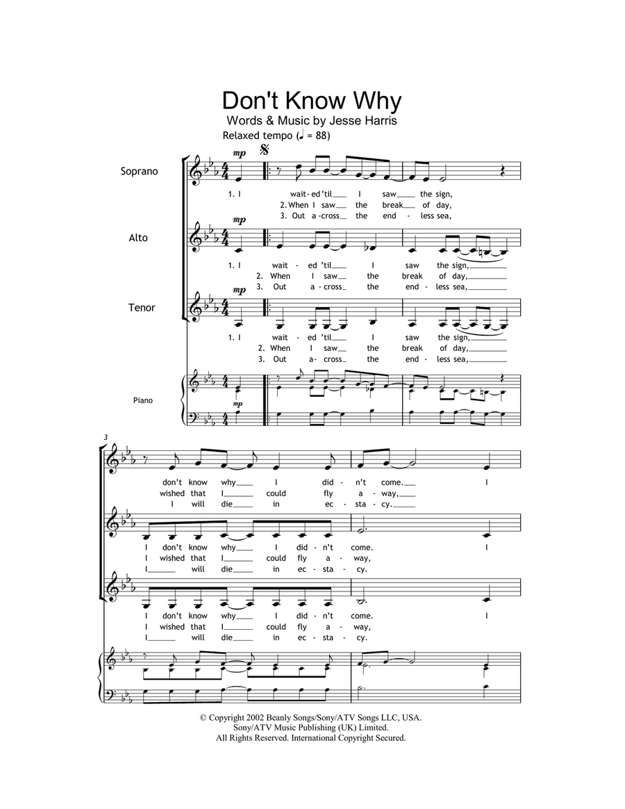 Don't Know Why SSA scores gallery preview page 1