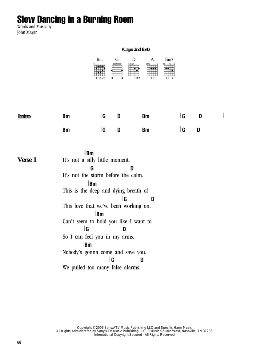 Slow Dancing In A Burning Room Acoustic Guitar scores gallery preview page 1
