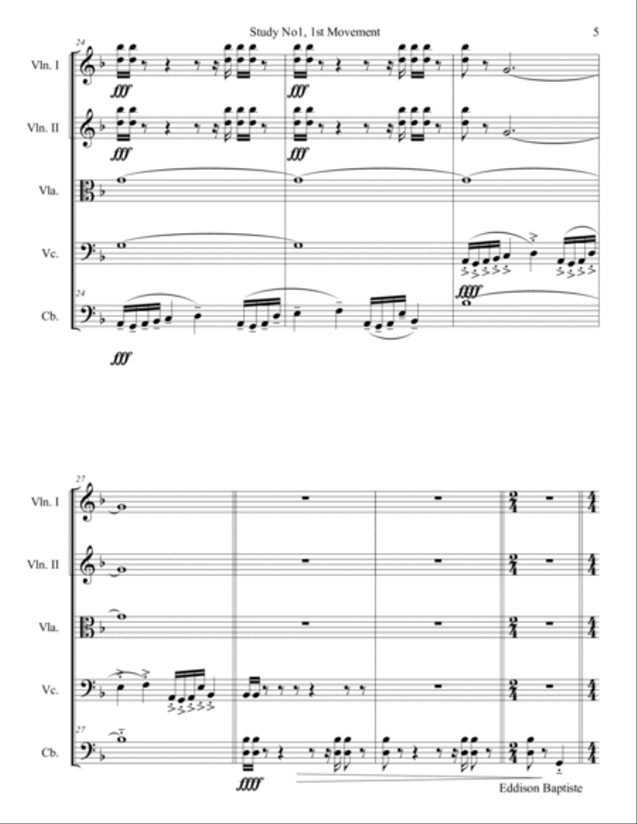 Study No1, 1st Movement ALLEGRO BRILLANTE String Orchestra scores gallery preview page 5