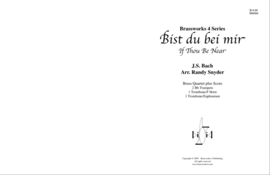 Bist du bei mir Bist du bei mir Brass Quartet scores gallery preview page 1