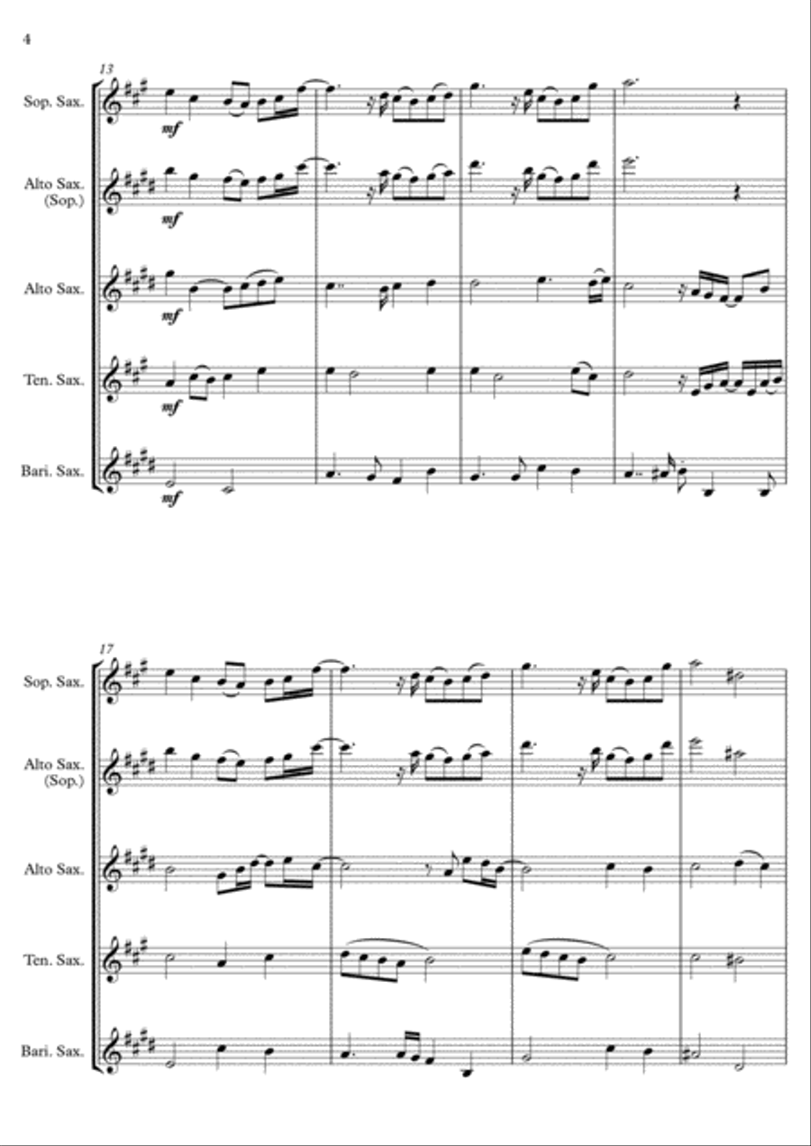 Grown-Up Christmas List Saxophone Quartet scores gallery preview page 4