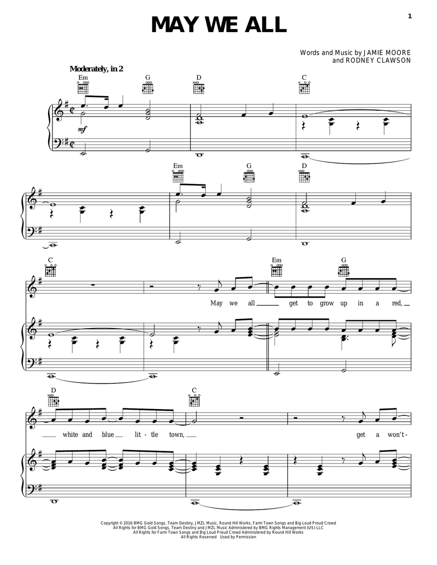 May We All Piano, Vocal, Guitar scores gallery preview page 1