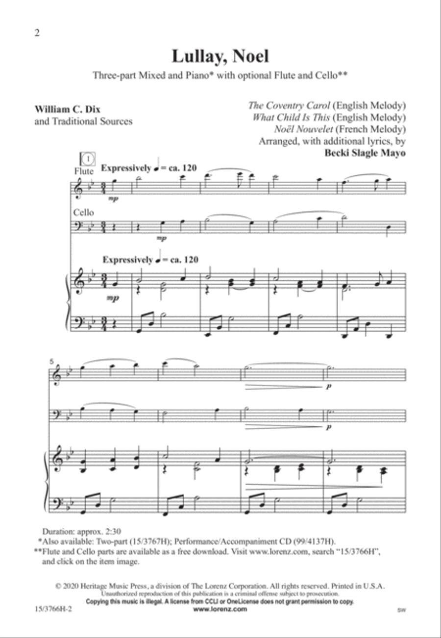 Lullay, Noel 3-Part scores gallery preview page 2
