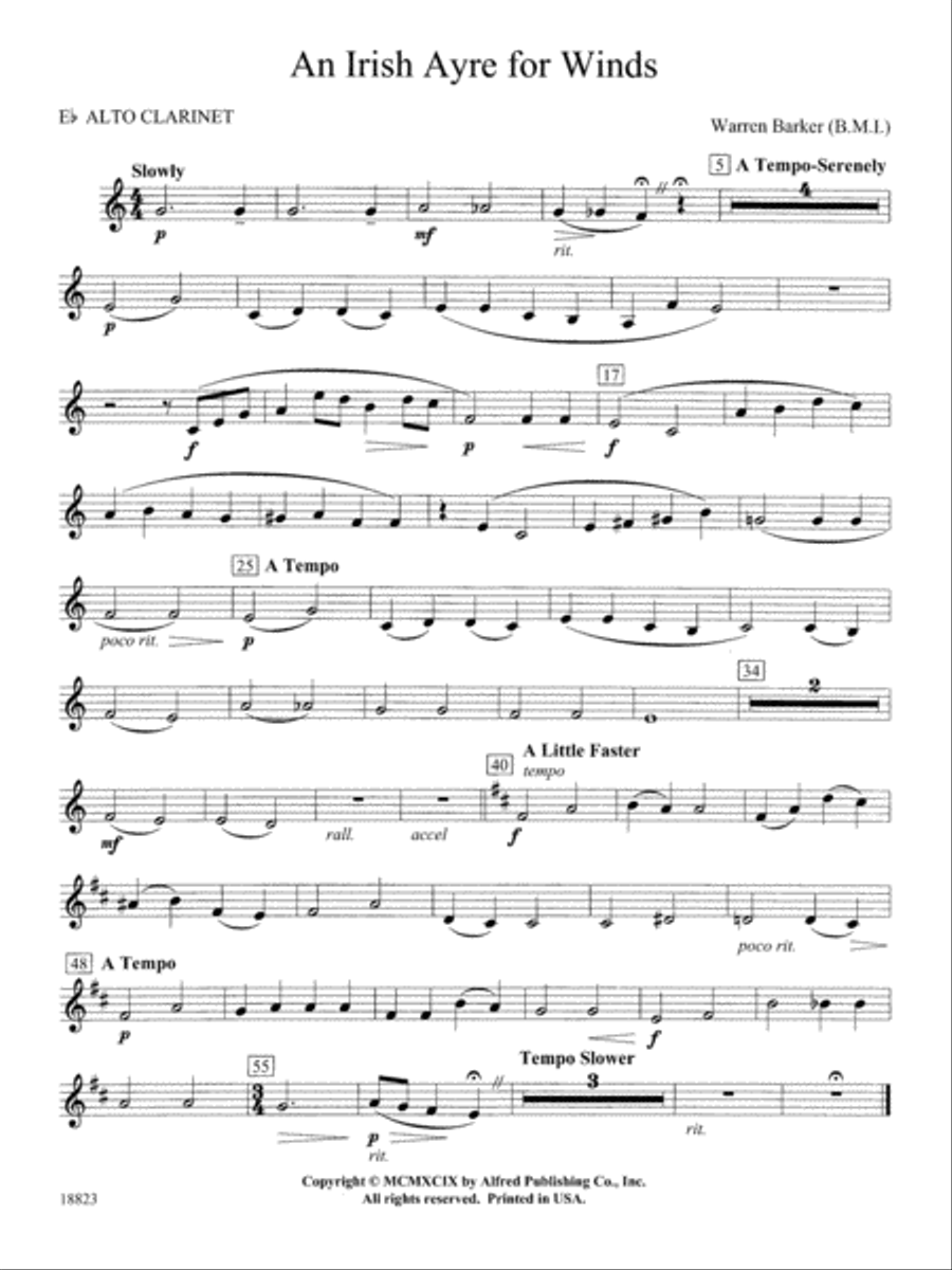 Irish Ayre for Winds: E-flat Alto Clarinet Concert Band scores gallery preview page 1