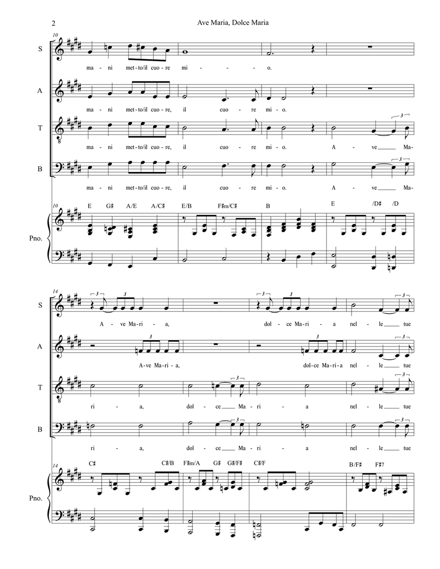 Ave Maria, Dolce Maria 4-Part scores gallery preview page 2