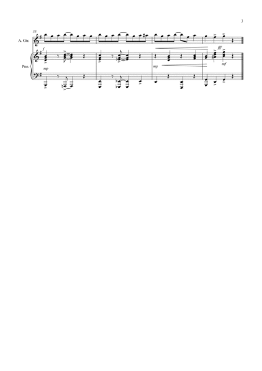 The Entertainer for Guitar and Piano Guitar Solo scores gallery preview page 3