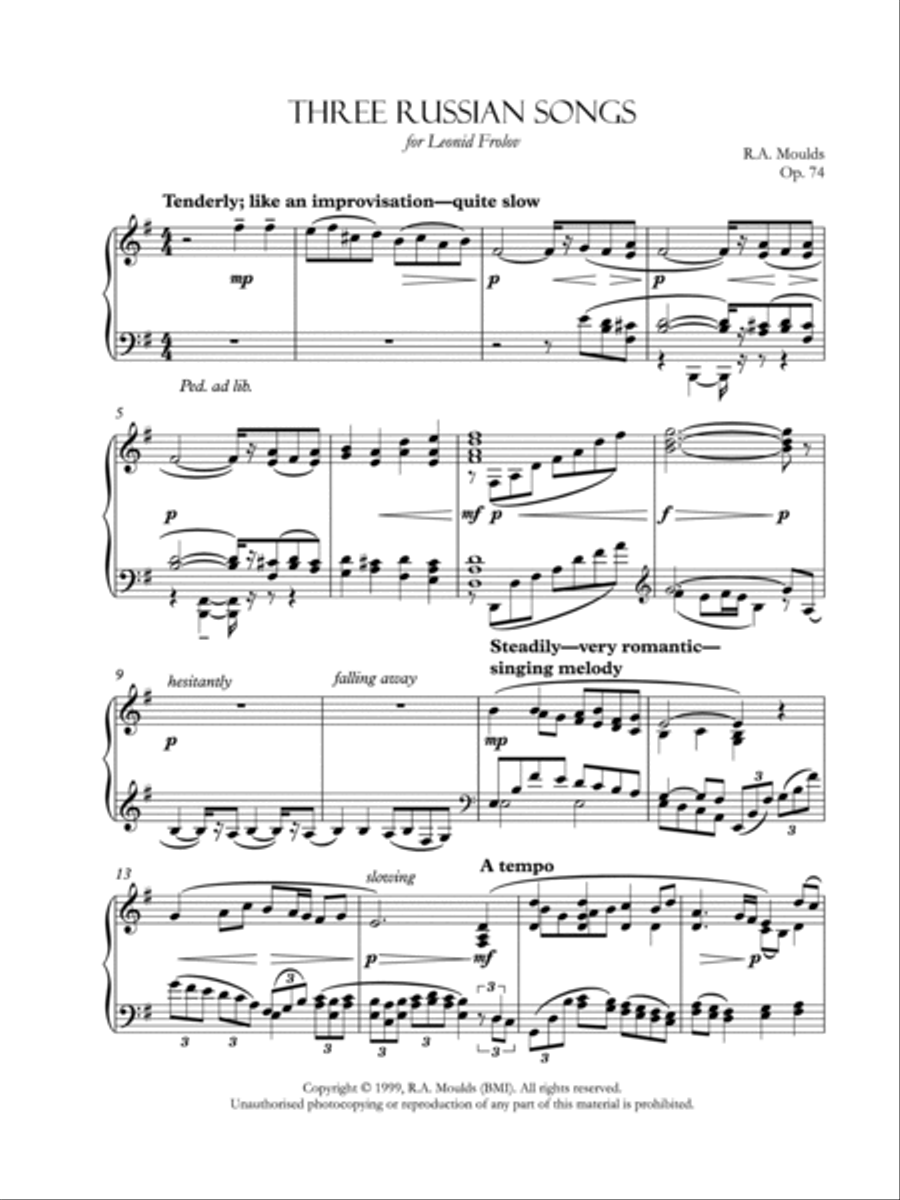 Three Russian Songs, Op. 74, 1999 Small Ensemble scores gallery preview page 5