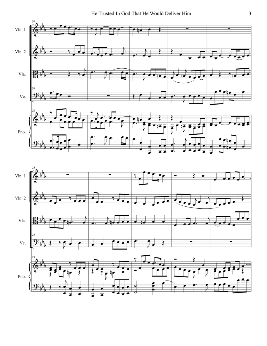 He Trusted In God That He Would Deliver Him (String Quartet and Piano) He Trusted In God That He Would Deliver Him (String Quartet and Piano) String Quartet scores gallery preview page 3