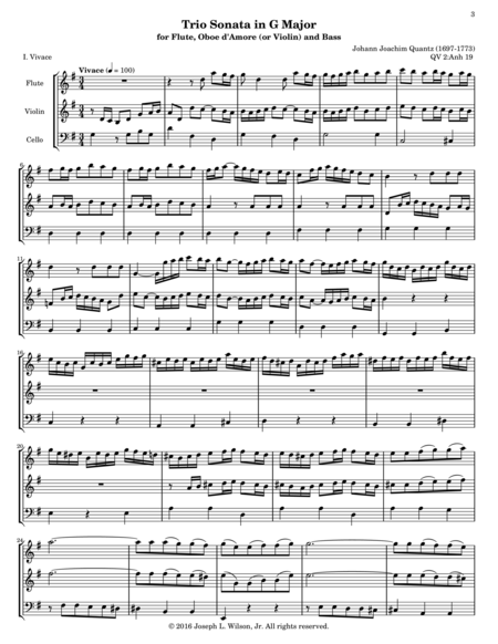 Quantz Trio Sonata in G Major QV 2: Anh 19 image number null