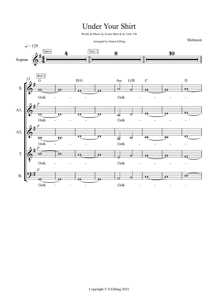 Under Your Shirt Choir scores gallery preview page 1