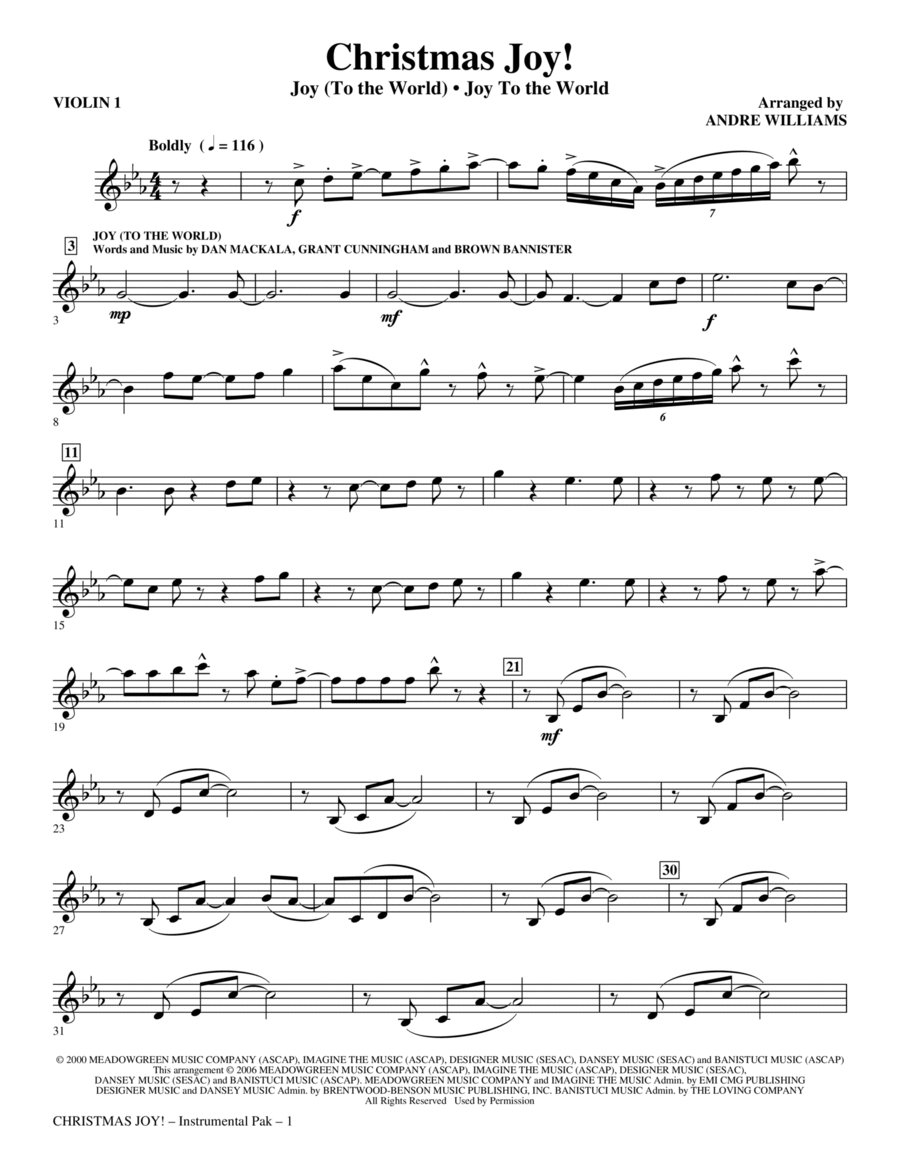 Christmas Joy! - Violin 1 Choir scores gallery preview page 1