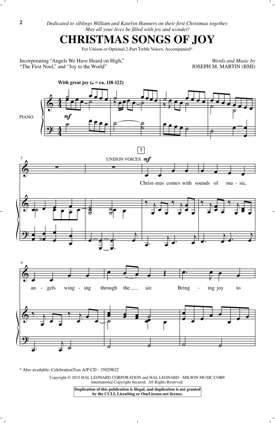 Christmas Songs Of Joy 2-Part scores gallery preview page 1