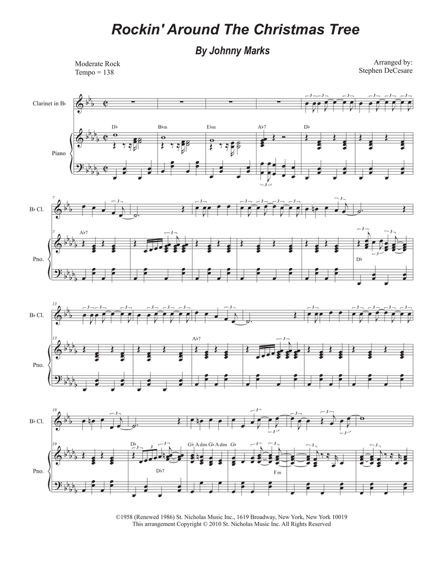 Rockin' Around The Christmas Tree B-Flat Clarinet scores gallery preview page 1