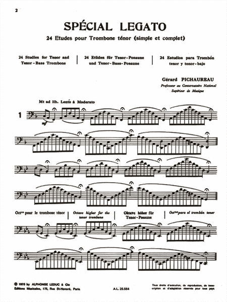Special Legato - 24 Studies For Tenor And Tenor Bass Trombone (tromb