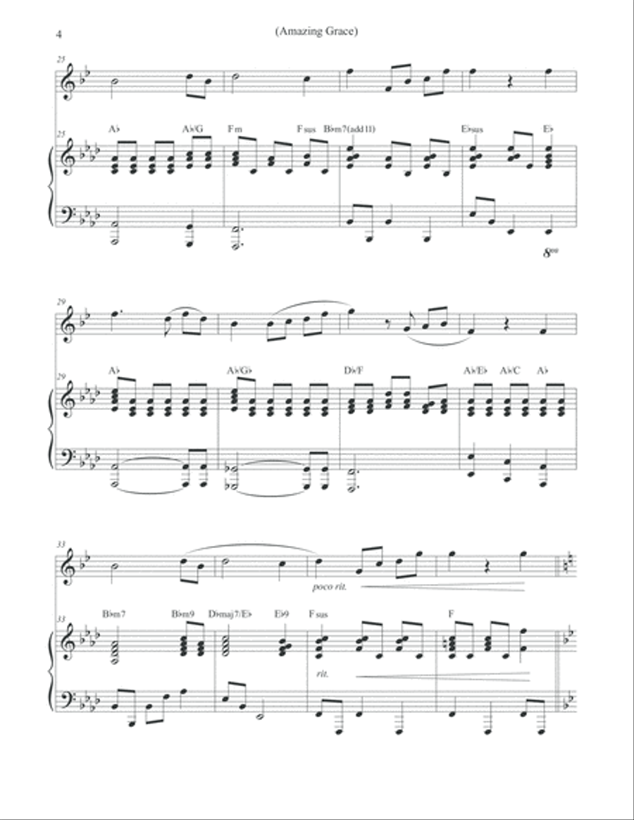 Amazing Grace - Solo Clarinet & Piano Clarinet Solo scores gallery preview page 4