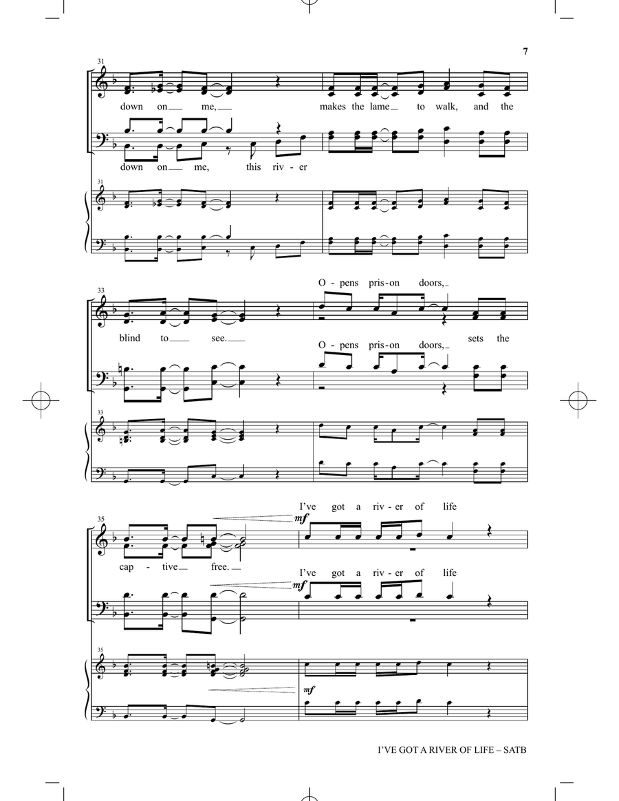 I've Got A River Of Life (arr. Heather Sorenson) 4-Part scores gallery preview page 6
