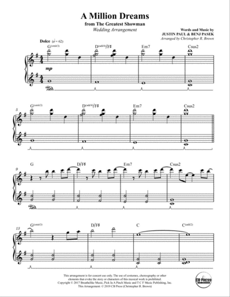 A Million Dreams Piano Solo scores gallery preview page 2