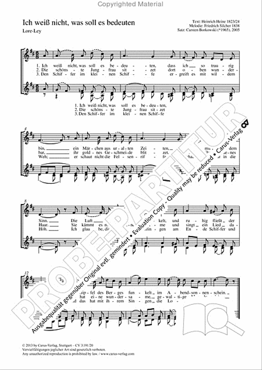 Ich weiss nicht, was soll es bedeuten Women's Choir scores gallery preview page 2