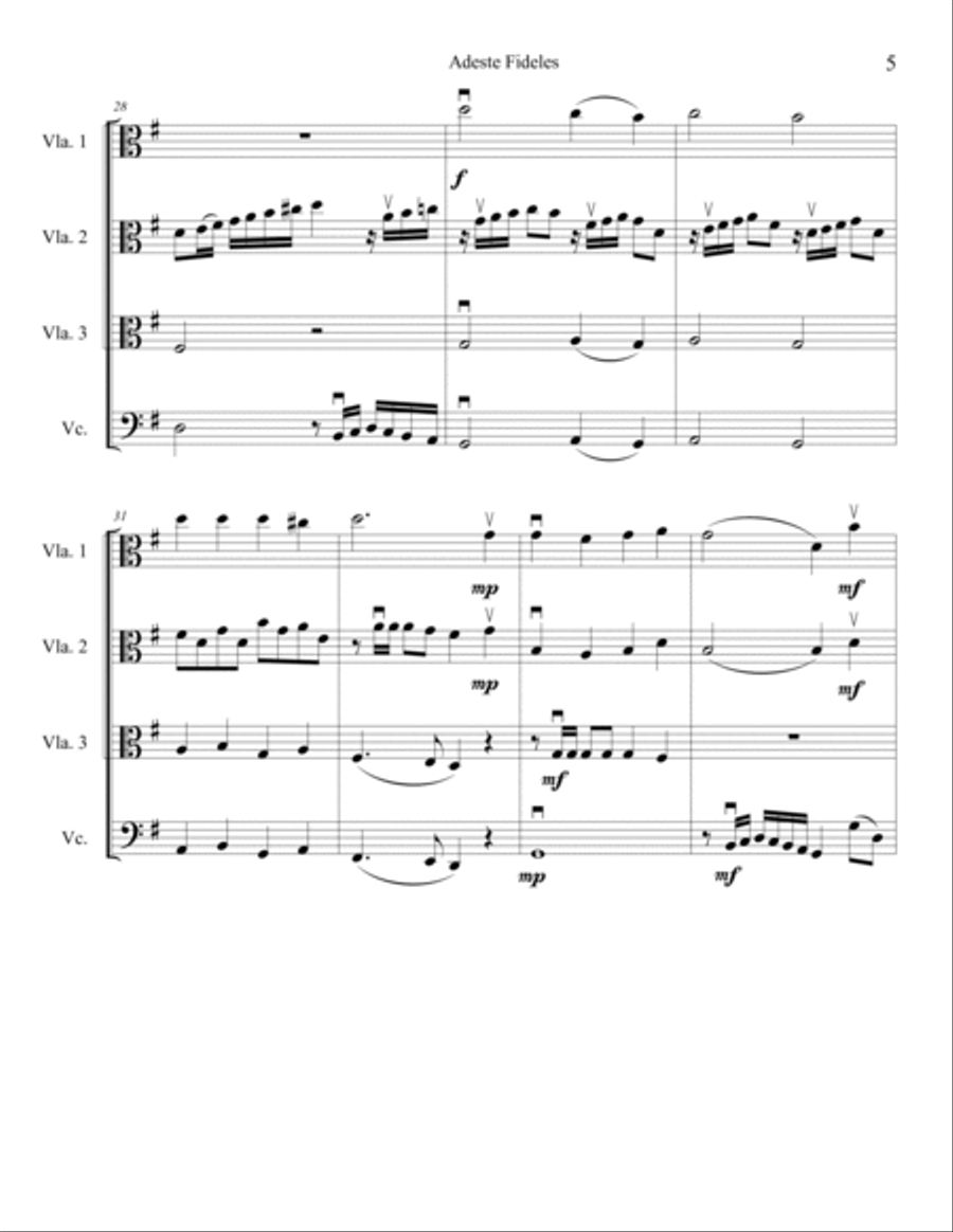 Adeste Fideles for Viola and Cello Cello scores gallery preview page 6