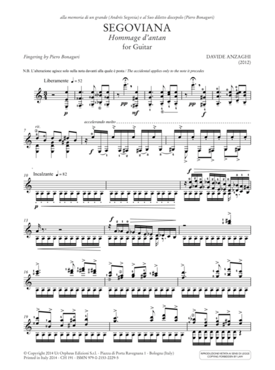 Homenaje a Segovia. An Anthology of Contemporary Music for Guitar (Anzaghi, Cappelli, F. Luppi, G. Luppi, Reghezza, Spazzoli, Tagliamacco, Ugoletti) Acoustic Guitar scores gallery preview page 2