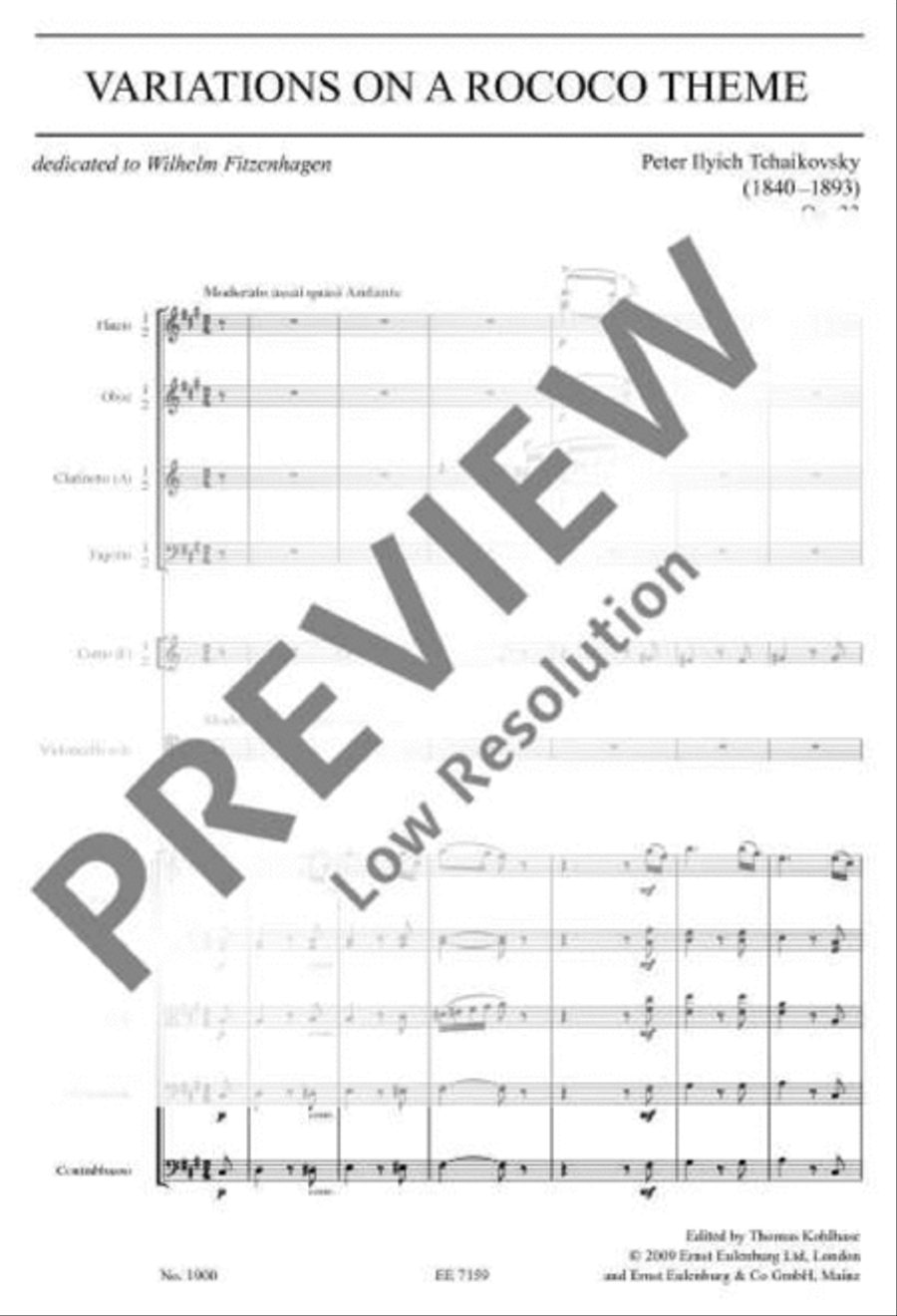 Variations on a Rococo Theme for Cello and Orchestra Orchestra scores gallery preview page 12