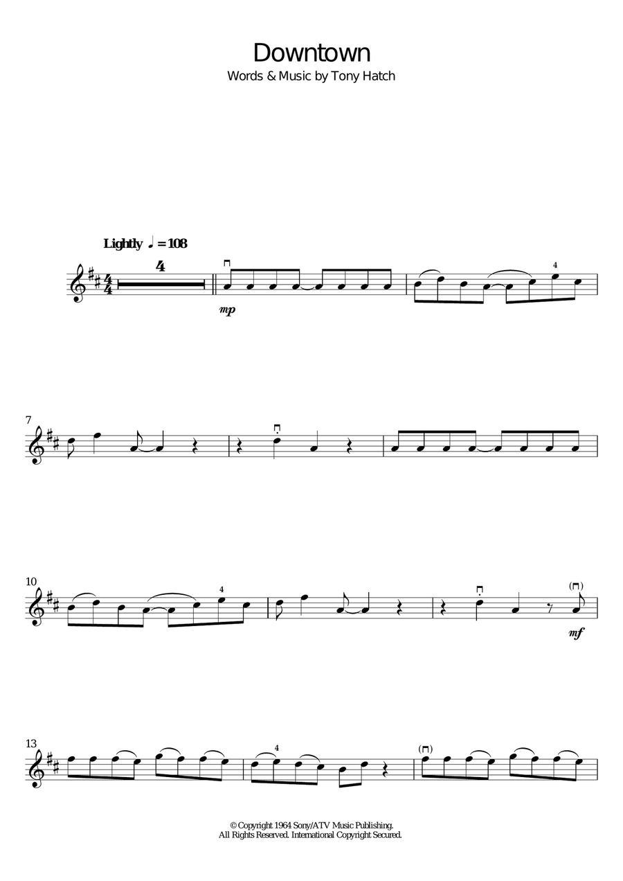 Downtown Downtown Violin Solo scores gallery preview page 1