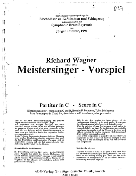 Meistersinger von nûrnber -Vorspiel - Wagner - Brass  Ensemble