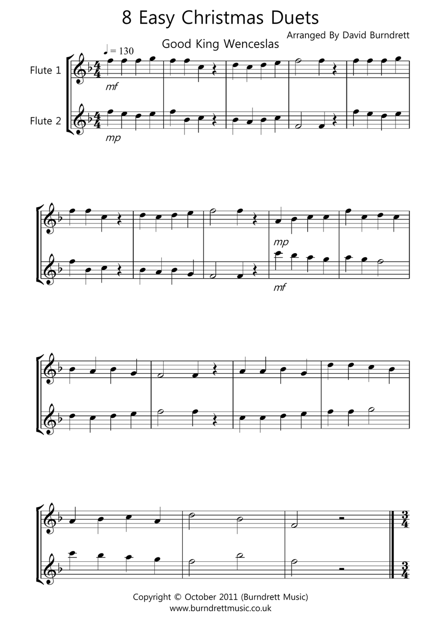 8 Easy Christmas Duets for Flute 8 Easy Christmas Duets for Flute Woodwind Duet scores gallery preview page 1