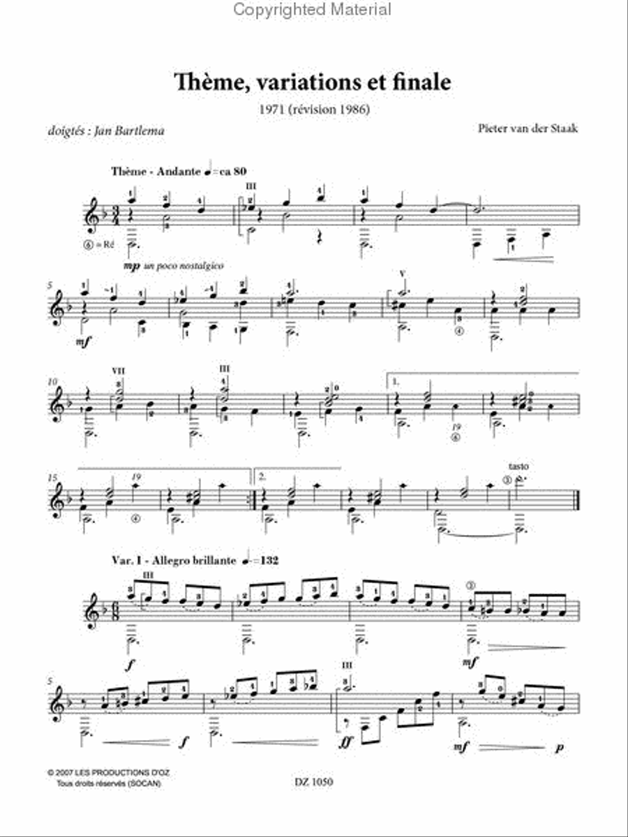 Thème, variations et finale Classical Guitar scores gallery preview page 2