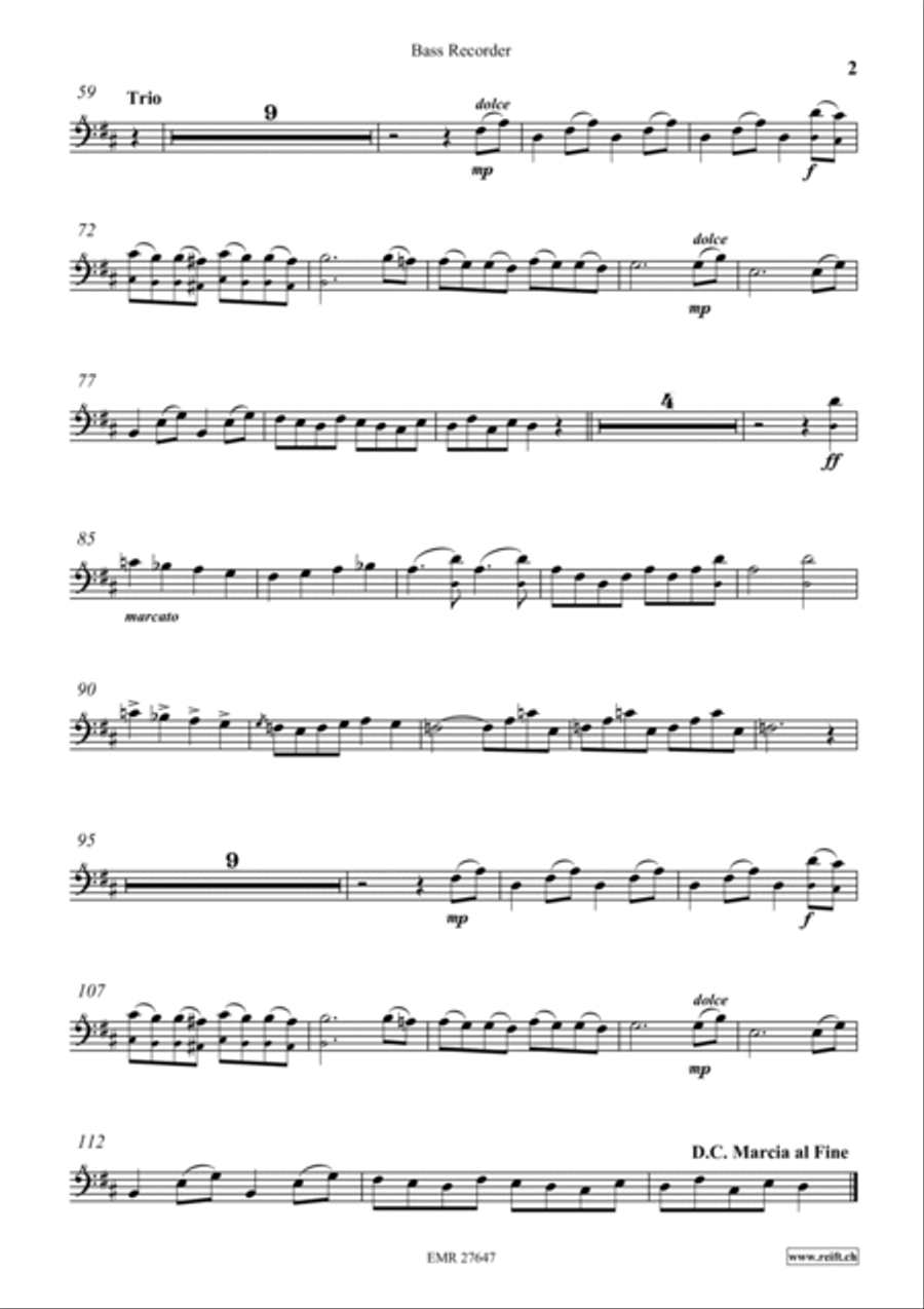 Marche Hongroise Bass Recorder scores gallery preview page 3